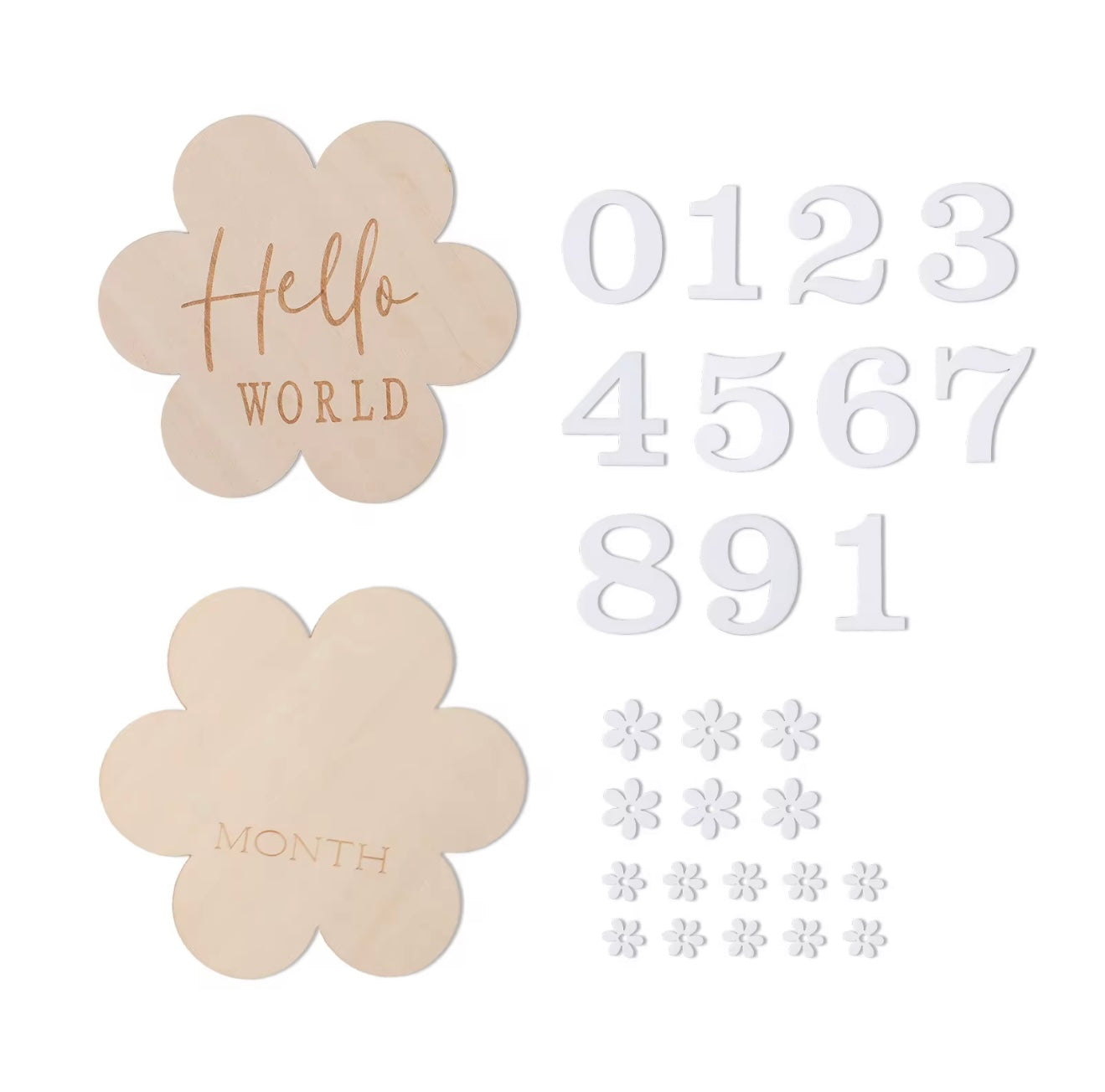 Set of Wooden flower Milestone Card