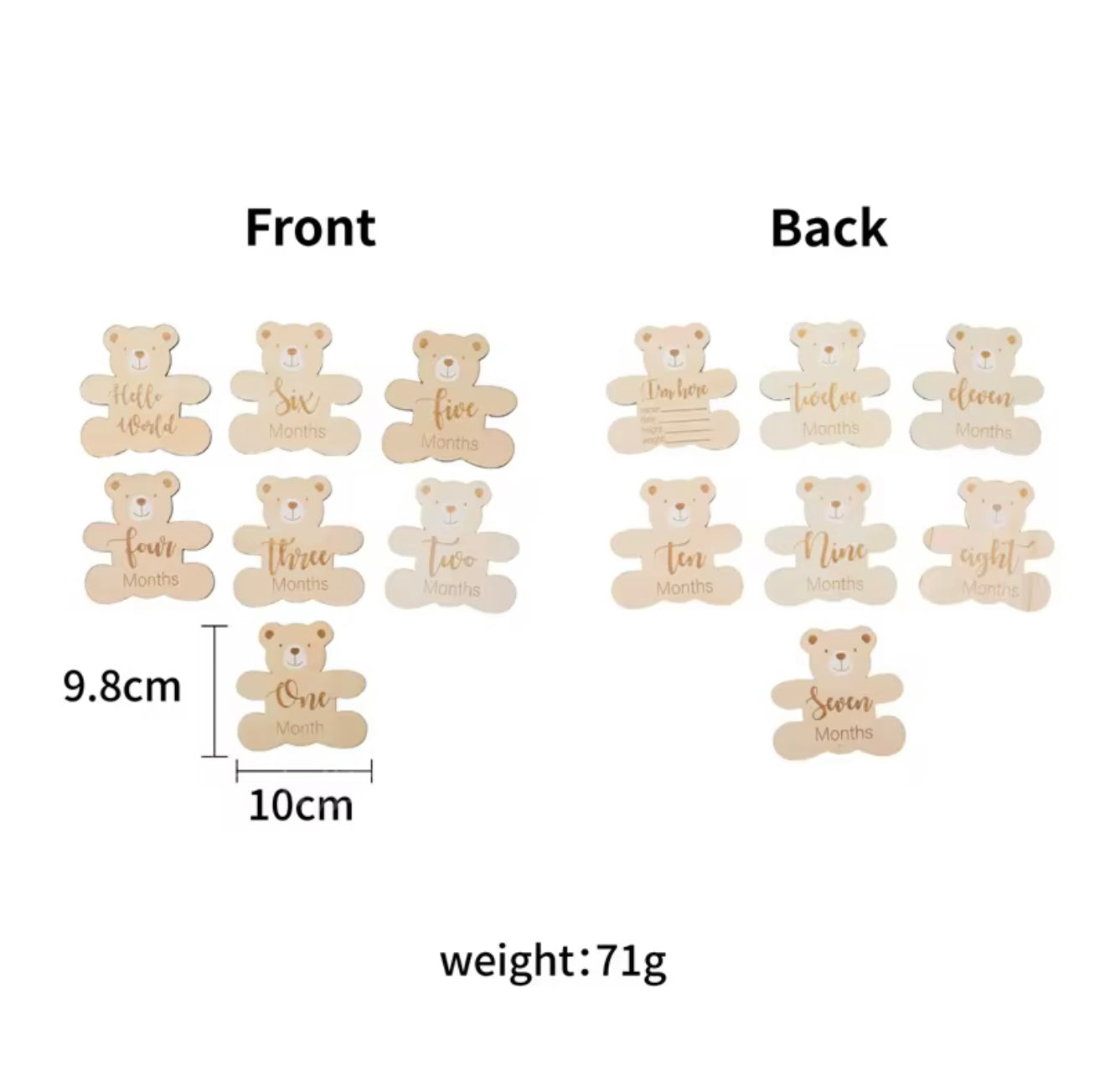 Set of Wooden Bear Milestone Cards