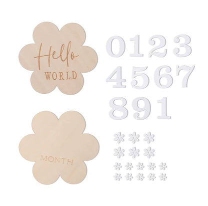 Set of Wooden flower Milestone Card